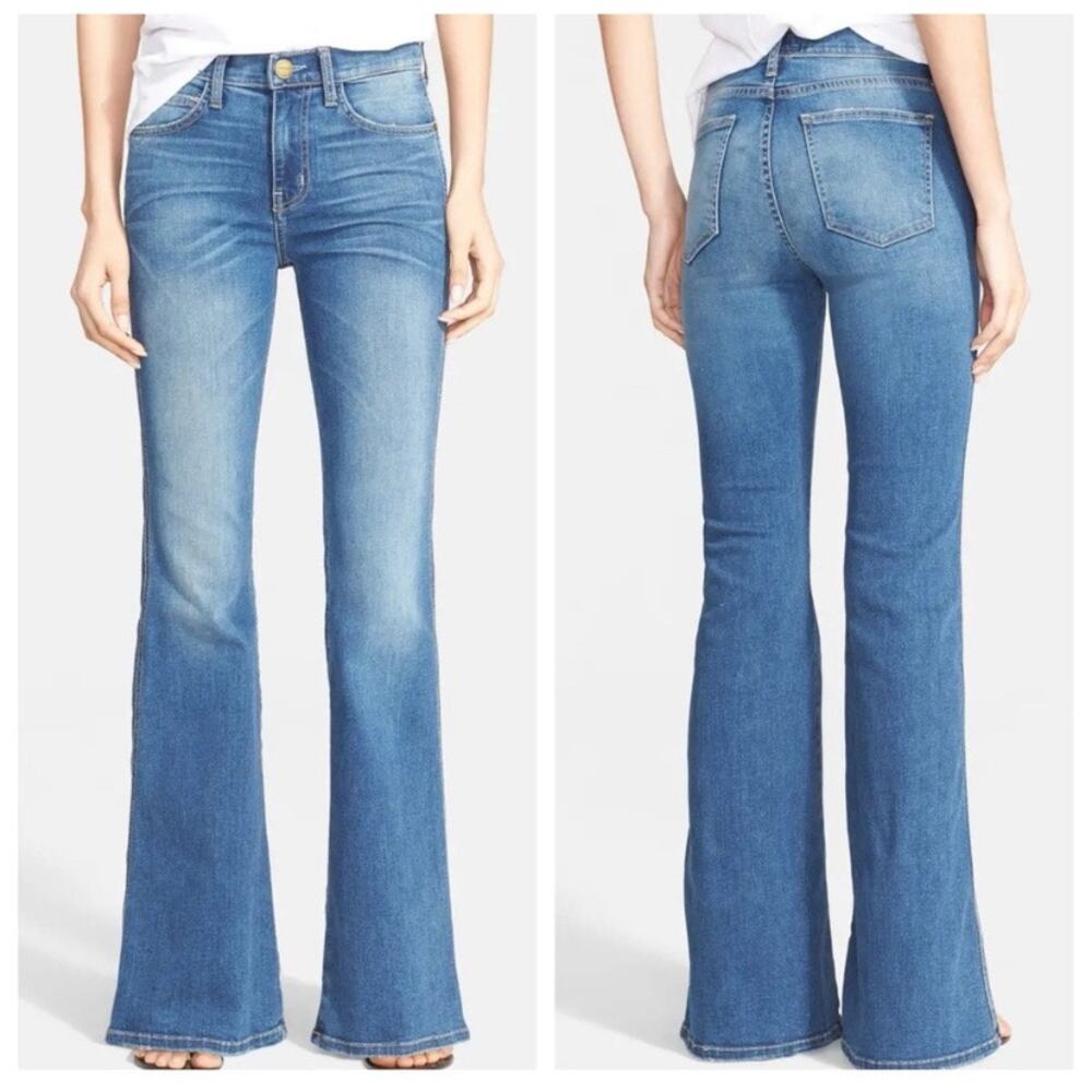 Current/Elliott Blue Flare Wide Leg Jeans with Vintage Appeal